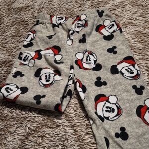 Disney Kids Pajama Bottoms - Gray with Mickey Mouse and Santa Hat